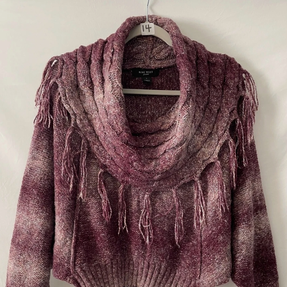 Nine West Burgundy Ombre Cowl Neck Sweater